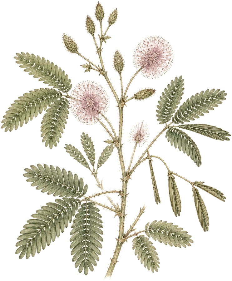 Watercolor botanical: Sensitive plant