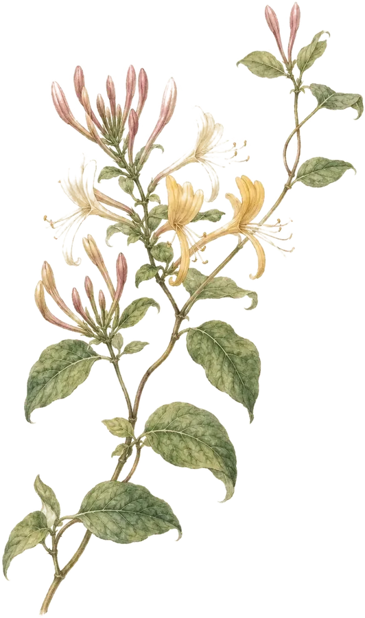 Watercolor botanical: Honeysuckle