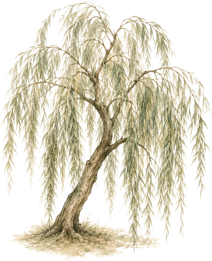 Watercolor botanical: Weeping willow