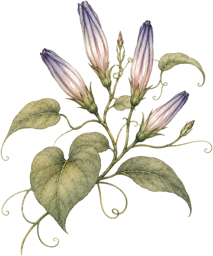 Watercolor botanical: Morning glory (pre-bloom)