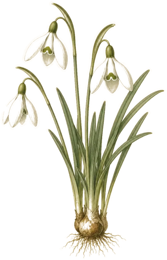 Watercolor botanical: Snowdrop